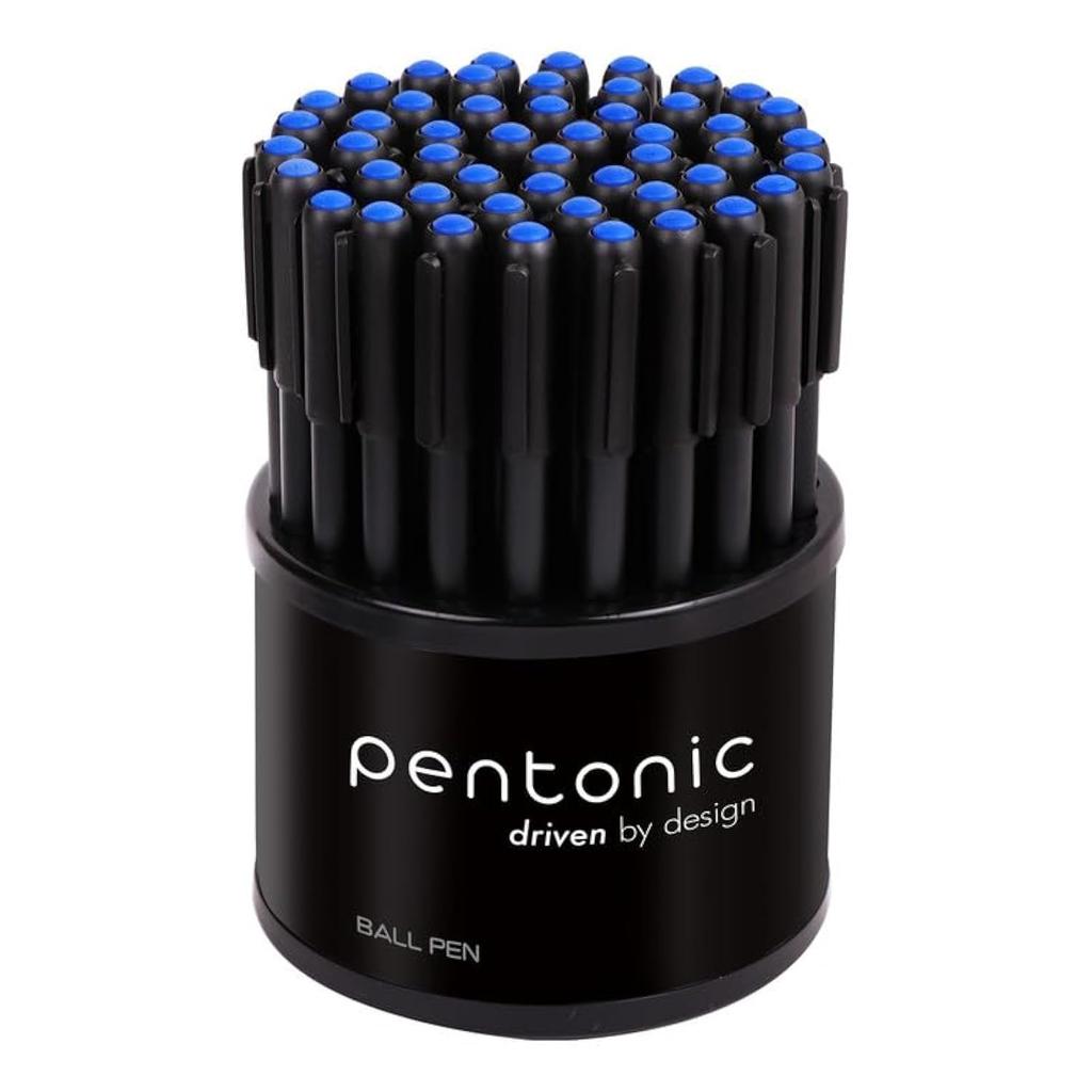 Pentonic 0,7 mm Kugelschreiber Tumbler Packung 1 X 50 Stück | Blaue Tinte, Schwarzer Körper | Sanftes Schreiben für Büro, Schule & Zuhause