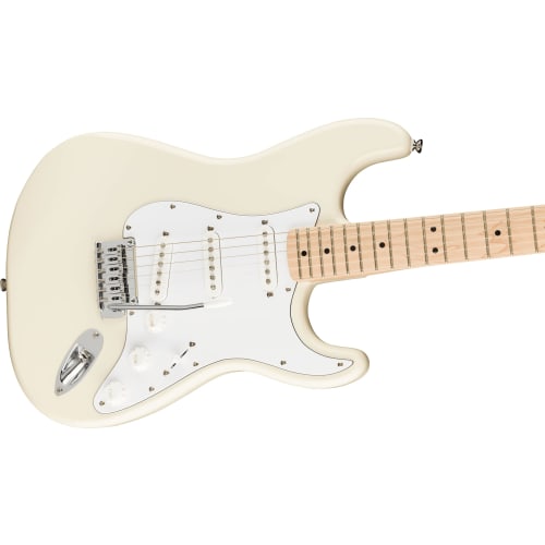 Squier by Fender Affinity Series? Stratocaster? Electric Guitar, Maple Fingerboard, White Pickguard, Olympic White, with Soft Case