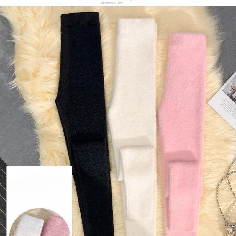 Rosa Nerz Samt Hose Damen Hohe Taille Elastizität Plüsch Freizeit Thermische Leggings Eng Gestrickt Gerade Tragen Außen Hose