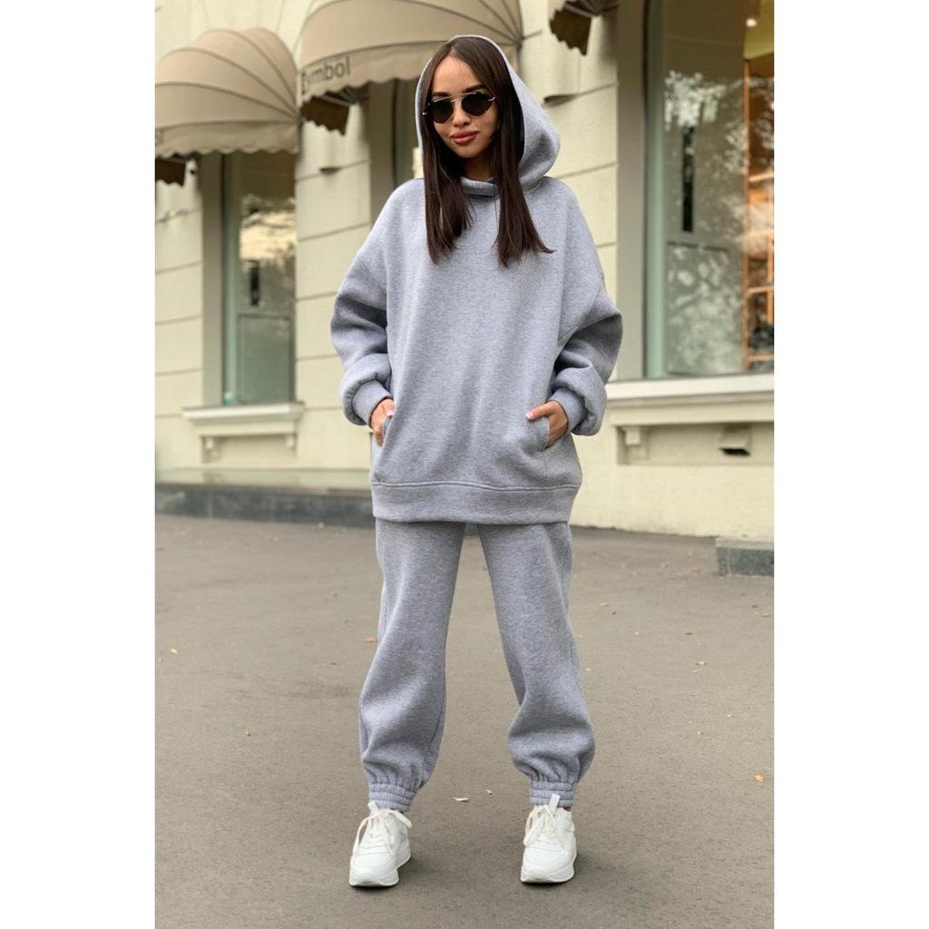 Women's Set Solid Color Hooded Sweatshirt Casual Trousers Two-piece Set