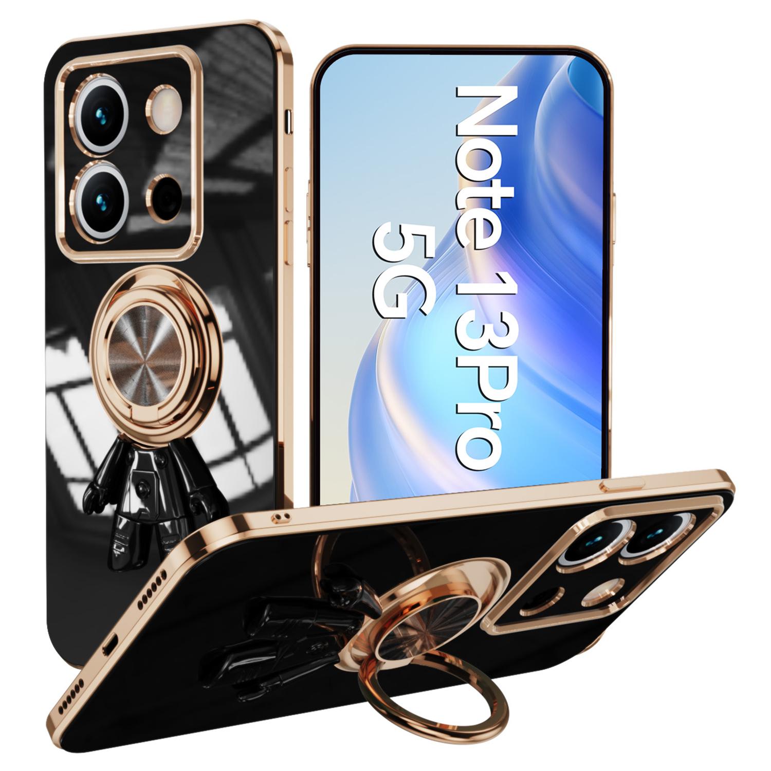 

For Xiaomi Redmi Note 13 Pro 5G/Poco X6 5G Case with Astronaut Ring Kickstand 6D Electroplating TPU Phone Cover Black