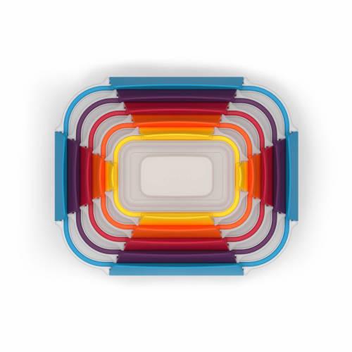 Joseph Joseph Nest Lock Plastic Food Storage Container Set with Lockable Airtight Leakproof Lids, 10-Piece Set, Multicolor