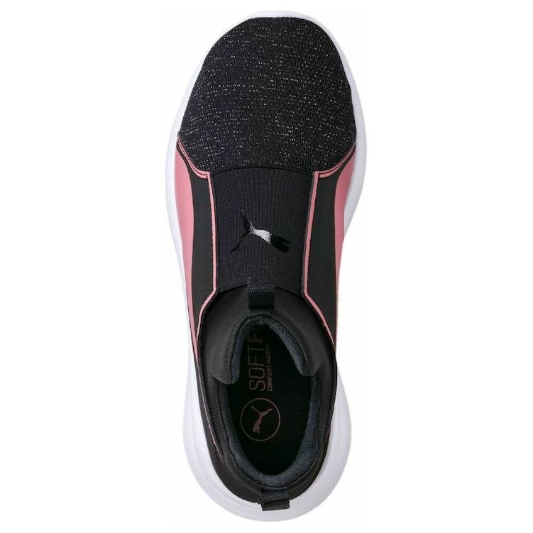 Puma Rebel Mid Gleam Comfortable Versatile Non-Slip Wear-Resistant Mid-Top Casual Running Shoes Women sneaker Black Pink 364619-01