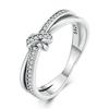 Elegant European & American Style S925 Sterling Silver Knot Ring with Micro-paved Zircon - Simple, High-end Fashion for Women.