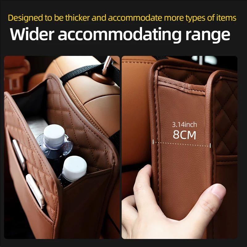 Multifunctional Car Seat Storage Bag Leather Storage Bag Garbage Bag Hanging Storage Bag Suitable For Most Car Models