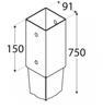 Pillar base, hammer-in anchor, 90x90x750 mm