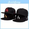 Fire Embroidered Baseball Hat With Flat Brim And Cotton Blend For Streetwear Style