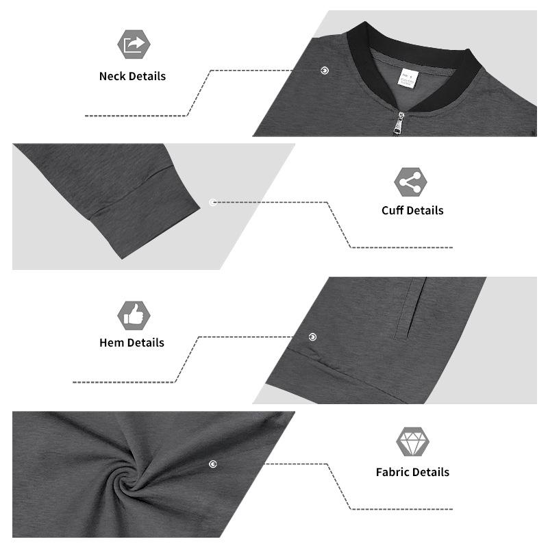 2025 Spring and Autumn Men's Stand Up Collar Jacket Solid Color Sports and Leisure Zipper Long Sleeve Top Men's Coat