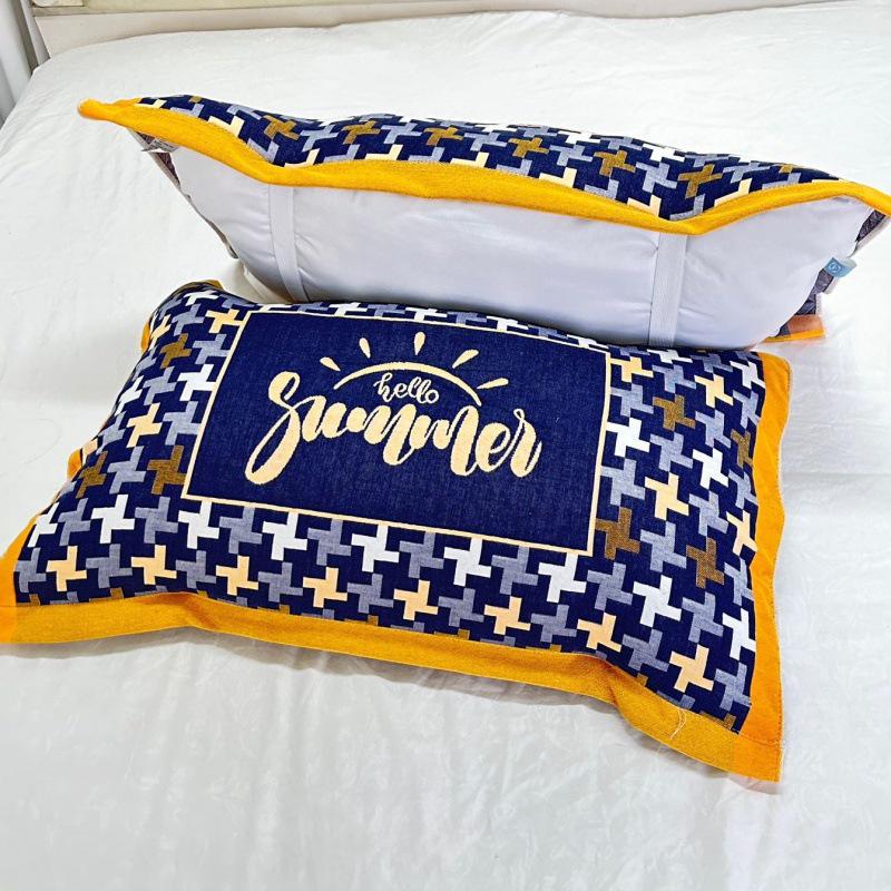 Yiwenwo Non-Slip Extra Large Cotton Gauze Pillowcase with Fixed Straps for Students & Adults