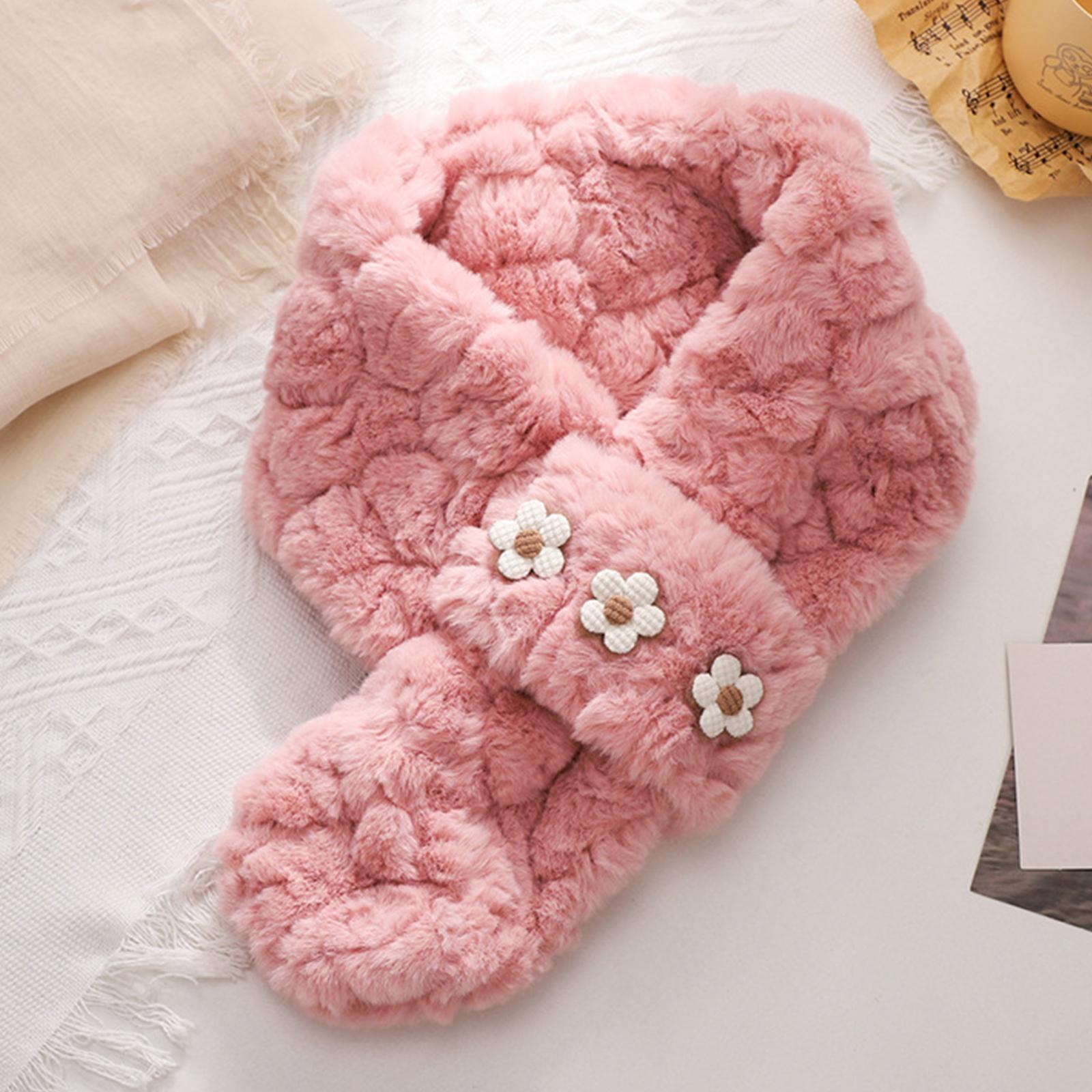 

Ladies Scarf Cute Small Flower Thickened Warm Embossed Cross Neck One Size рожевий