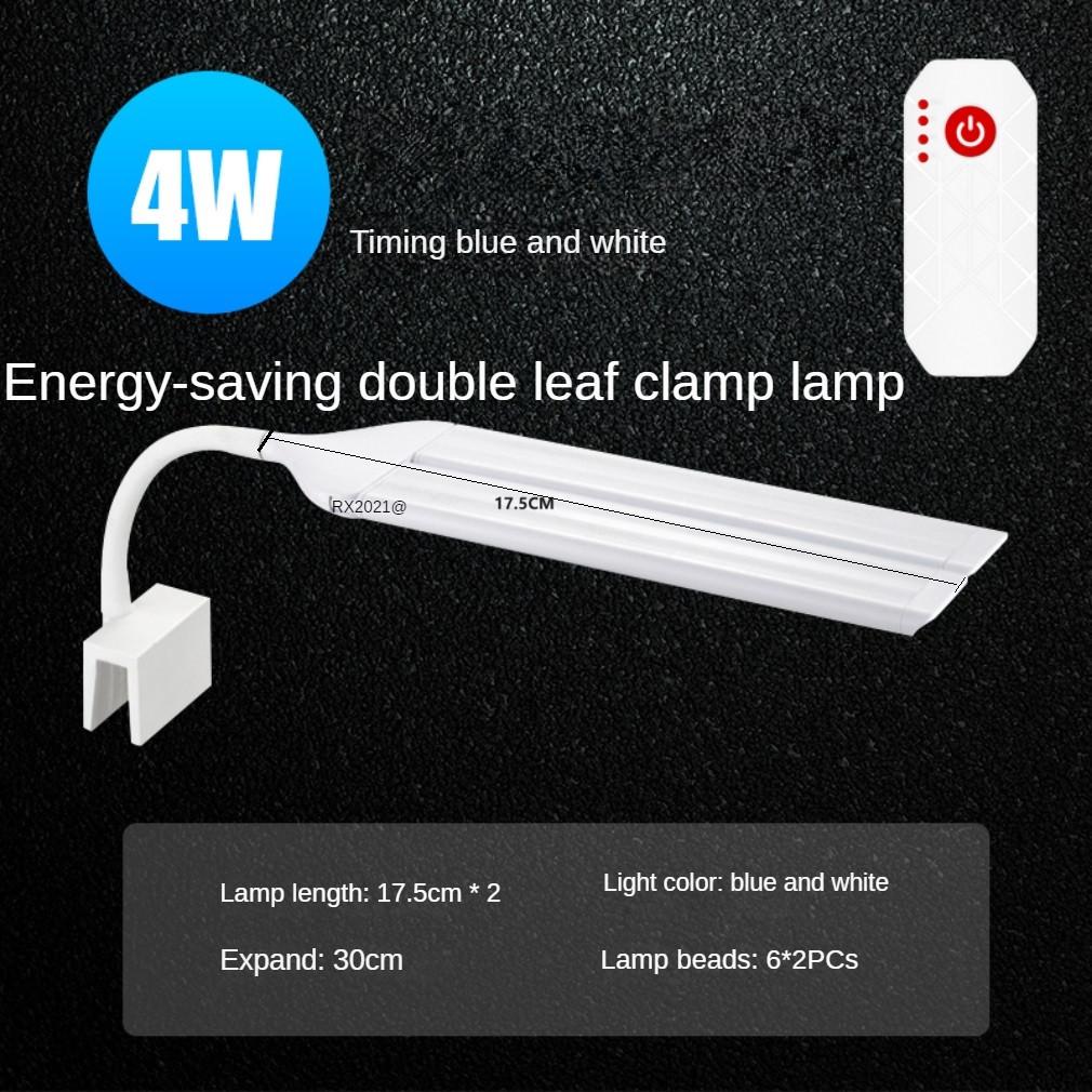 

180° Rotating Adjustable Double Leaf Folding Aquarium LED Lamp Full Spectrum Fish Tank Light High Brightness Aquarium Light 4W Blue+White Light 30CM