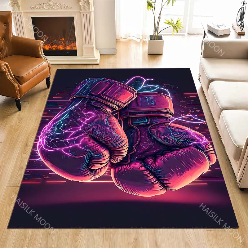 1PC Boxing Neon Energetic Style Carpet for Living Room Bedroom Sofa Home Decor Rus Non-slip Floor Mat Luxury Gift Multiple Sizes