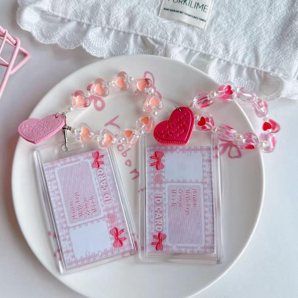 Transparent Heart Acrylic Keychain Card Holder for 3-Inch Instant Camera Photos
