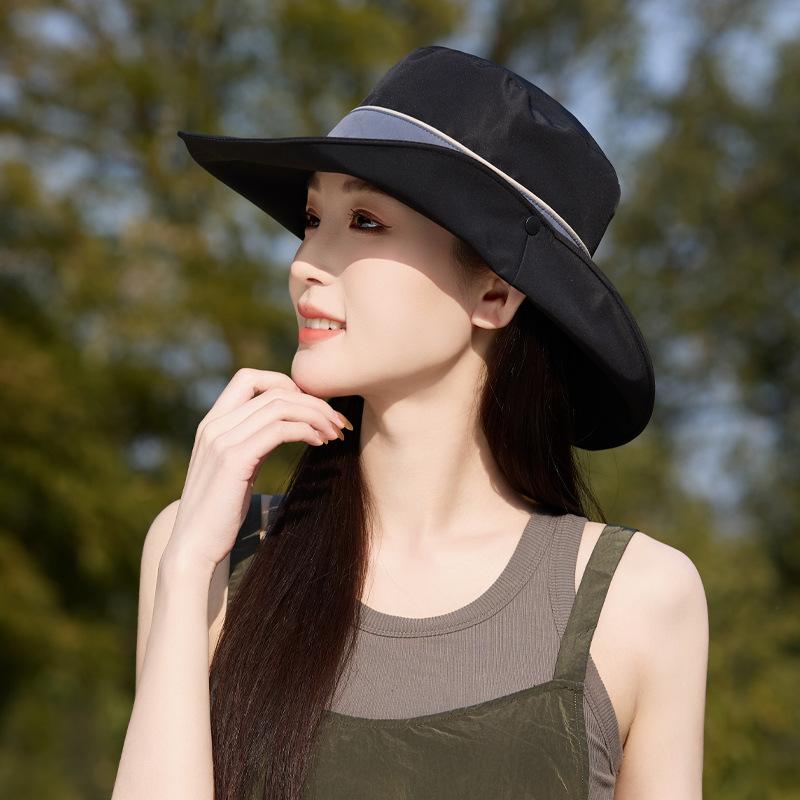 

Летняя новая шляпа женская шляпа от солнца с большими полями, показывающая маленькое лицо, модная универсальная повседневная шляпа-ведро Average size