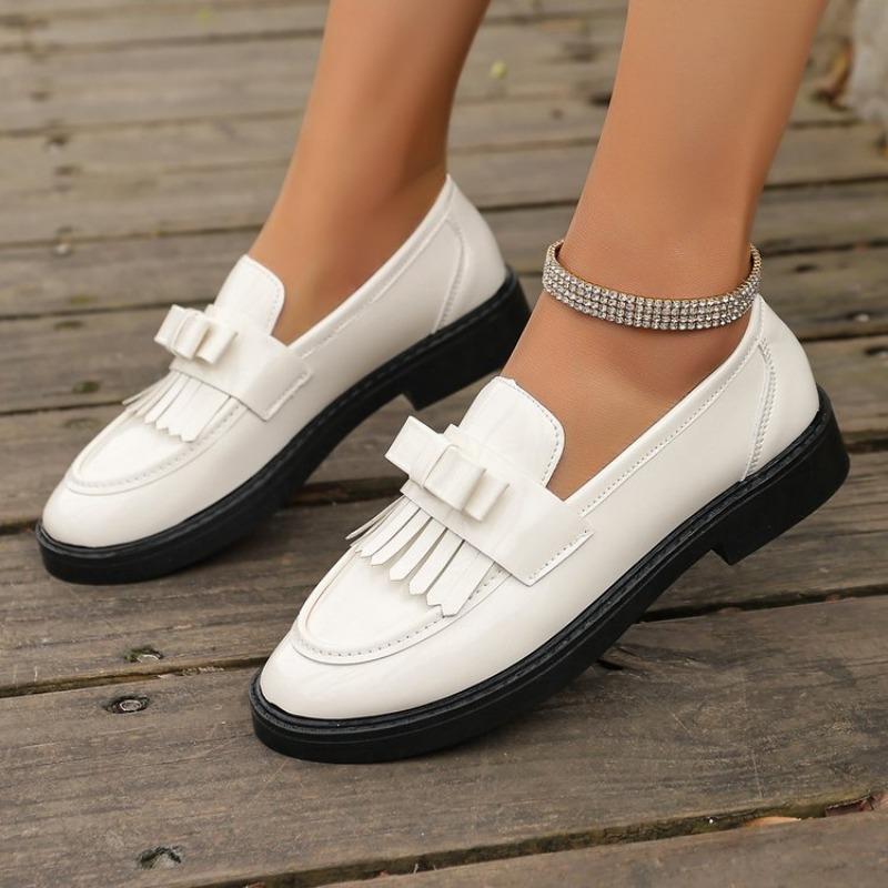 Mode Leder Quasten Penny Loafer Schuhe Damen Niedriger Absatz Slipper Britischer Stil Lederschuhe Lässiger Komfort