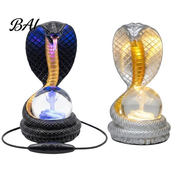 Dekoration für das Jahr der Schlange Formige Schreibtischlampe, Harz LED Tischleuchte mit RGB Farbe Gotisches Desktop-Ornament Wechselnd, Kunstkristallkugel-Lampe für