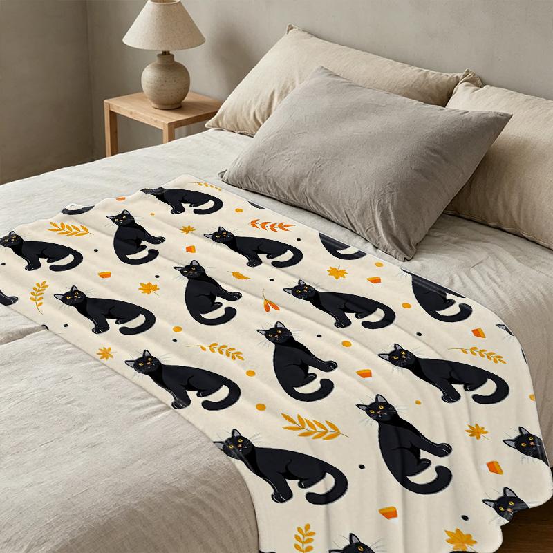 Black Cat Collection Plush Flannel Throw Blanket – Soft, Machine Washable, Cozy for Home, Couch, Office Napping, Christmas & Halloween