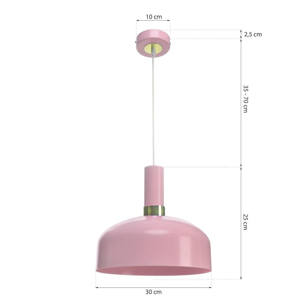 Lampa Wisząca Malmo 1 E27 Różowy Milagro Mlp6199