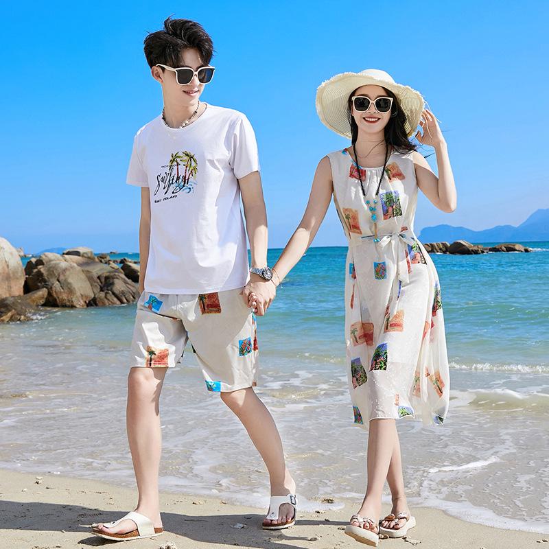 Chiffon Beach Outfits: Stylish Mother-Daughter Dresses for Family of Three or Four