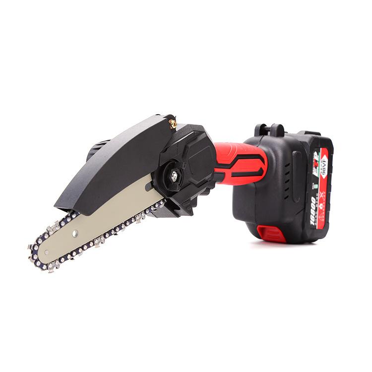 6palcová mini elektrická řetězová pila se 2 ks baterií, dřevoobráběcí prořezávací řetězová pila, jednoruční zahradní kácení, elektrické nářadí