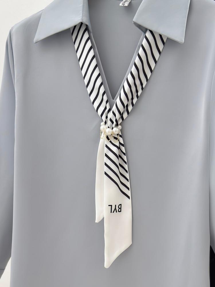Women's Satin Long Sleeve Ribbon Shirt - French Chic 2025 Autumn Collection