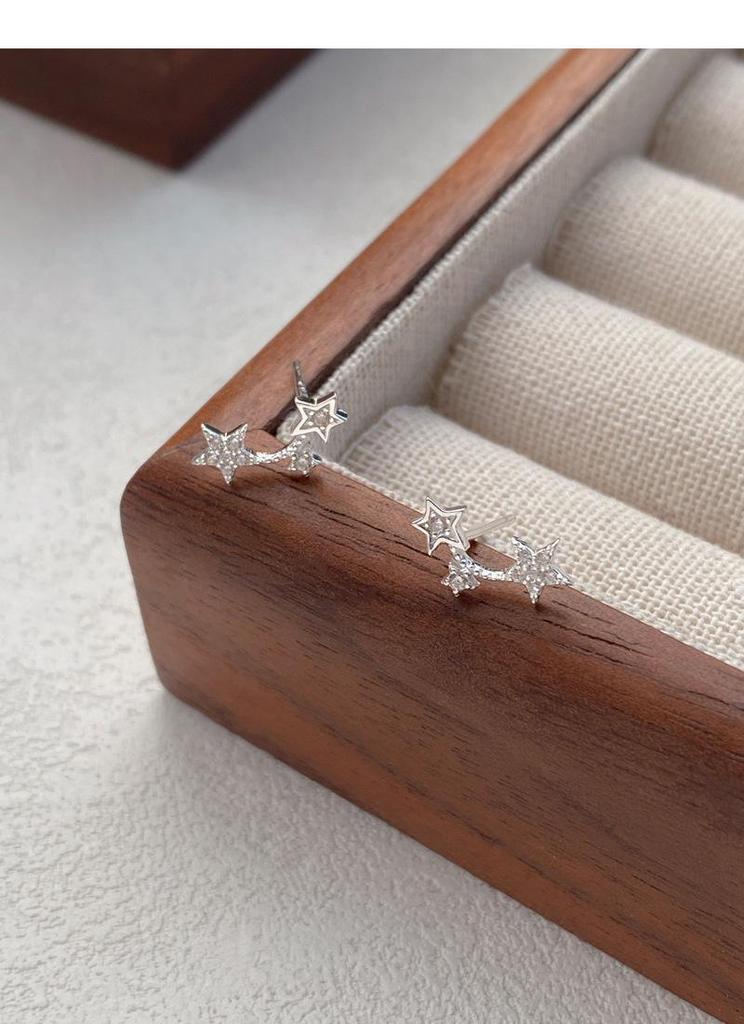 Sterling Silver Smiling Star Stud Earrings for Women – Korean Style, Elegant, Simple, and Cute.