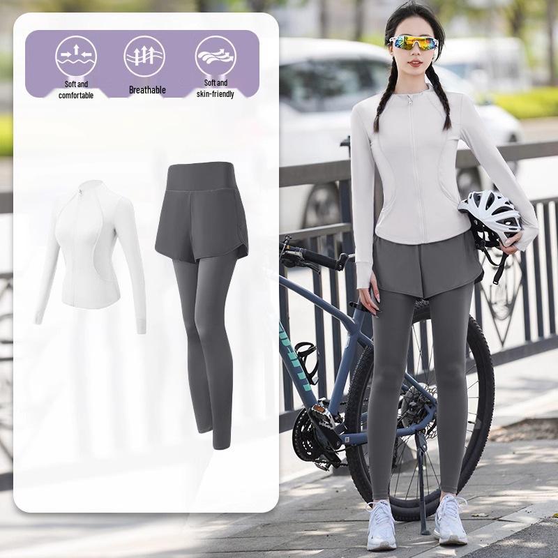Women's Quick-Dry Long Sleeve Sports Set - Spring Fitness Cardigan for Outdoor Activities