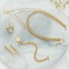 Seven Piece Set Fashion Multilayer Vintage V-shaped Necklace For Women Earrings Rings  Set Aluminum Chain Ring Bracelet