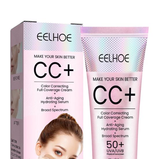 30ML CC Cream Color Correcting Full Coverage Foundation SPF 50+ Lightweight Facial Cream Hydrating Long Lasting Waterproof Natural Moisturizer