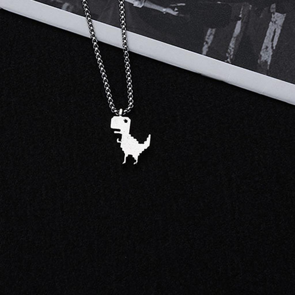 Sweater Chain Choker Necklace Long Chain Punk Dinosaur Pendant Clavicle Chain Choker Necklace for Rapper Unisex Jewelry