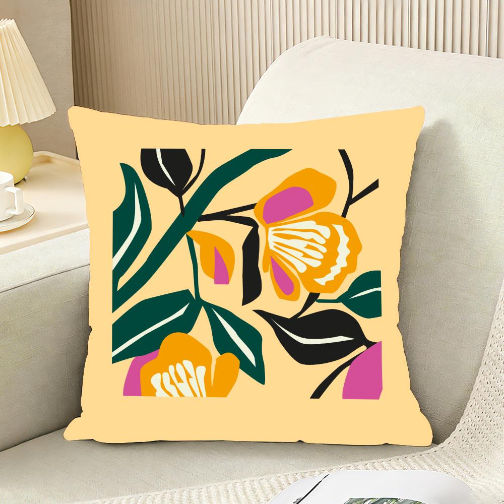 Retro Abstract Plants And Flowers Cushion Cover Reversible Plush Pillow Cover For Car Sofa Bedroom Decorative Gift Pillowcase