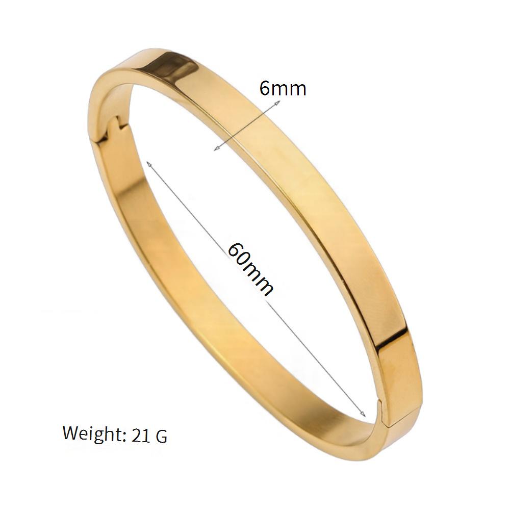Hot Selling Women's Simple Widened Glossy Fashionable Open Buckle Stainless Steel Bracelet, Vacuum Plated Non Fading