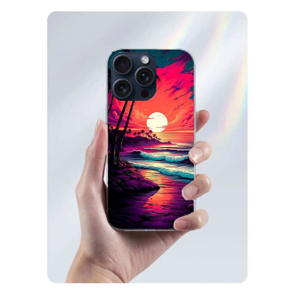 Beautiful Seaside Coconut Trees Clear Phone Case For Iphone 17 Air 16 Pro Max 15 Pro 14 Plus 17E 16E 11 13 12 Mini Cover Cases F