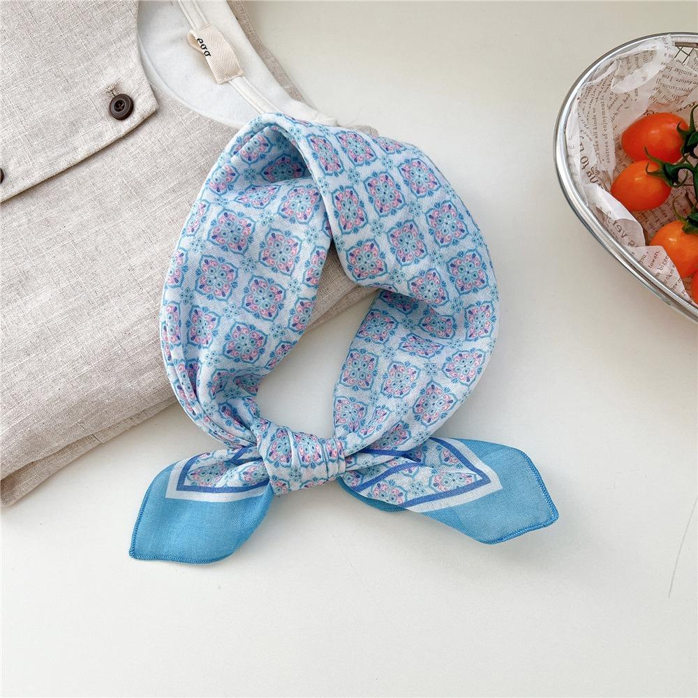 Floral Cotton Linen Print Scarves Cashew Square Handkerchief Simple Small Square Scarf  Outdoor