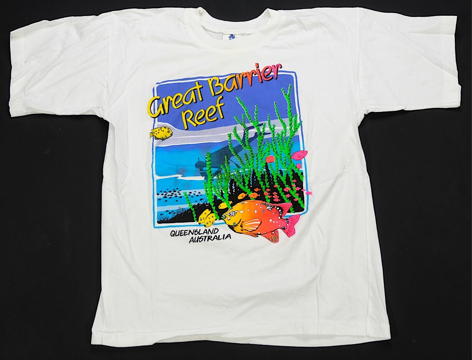 Rare Vintage Great Barrier Reef Queensland Australia Fish Scuba T Shirt 90s XL L