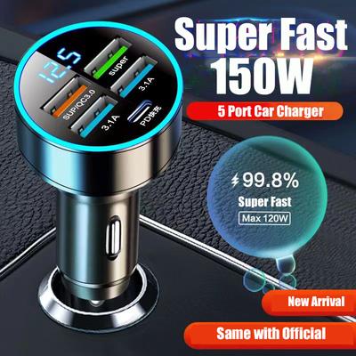 Autoladegerät 150 W 4 USB Typ C Pd Schnellladung für iPhone 14 Pro Max 13 12 11 Mini Xs Huawei Xiaomi Oppo Oneplus Mobiltelefon
