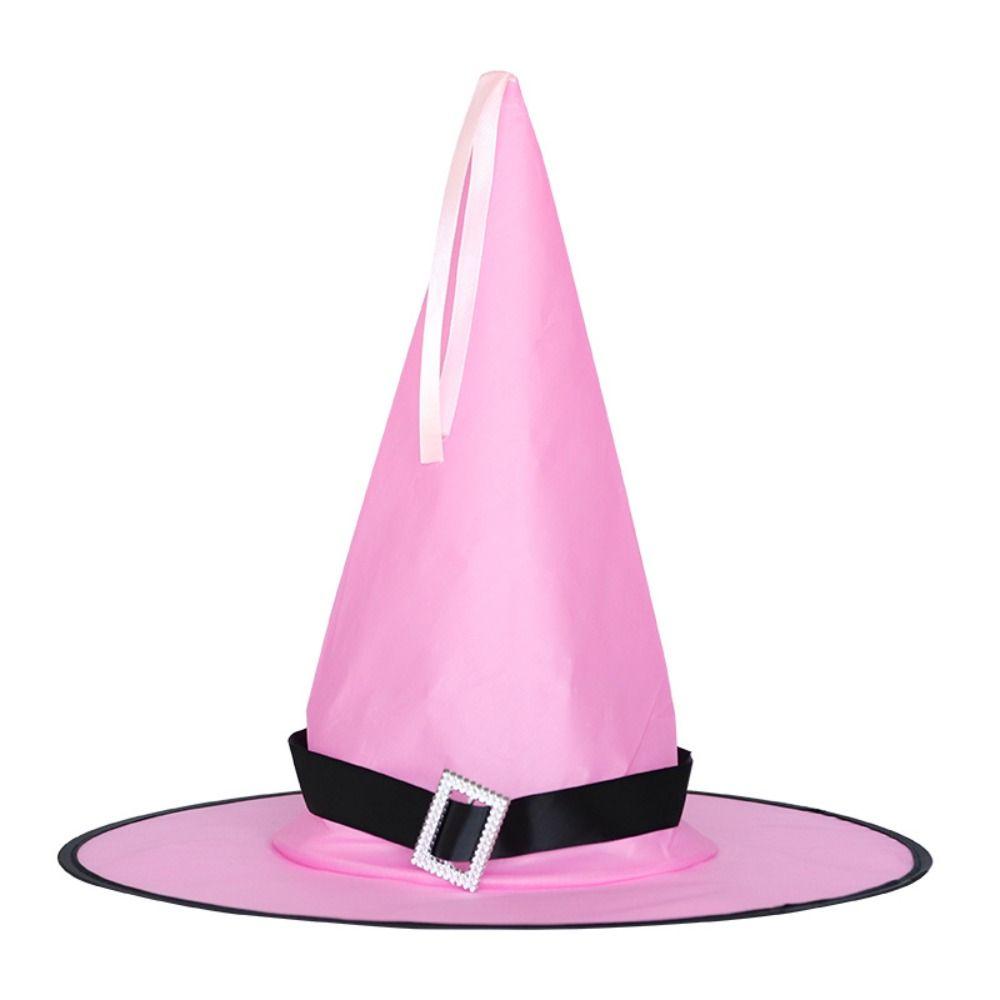 

Halloween Gift Glow in Dark Decoration Prop Cosplay Accessory Halloween Witch Hat With LED Light Pink-No light