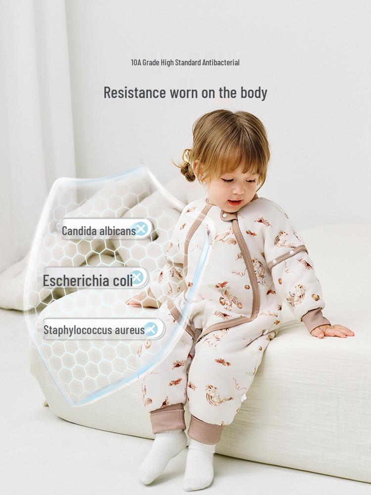 iBaby Silk-Filled Cotton Sleep Bag for Babies - Anti-kick, Split-leg Design for Spring, Autumn, Winter
