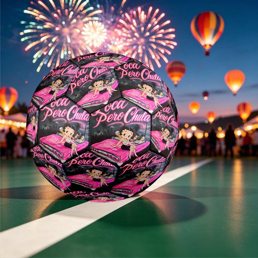 1pc Betty Boop Design Soccer Ball, Standard Football Size 5 for Training Competition Outdoor Sports, Unique Present