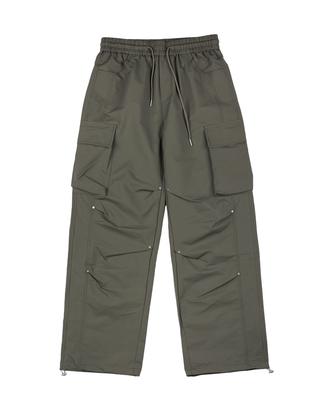 DOUBLE JD Spandex Rivet Cargo Pants (Khaki)