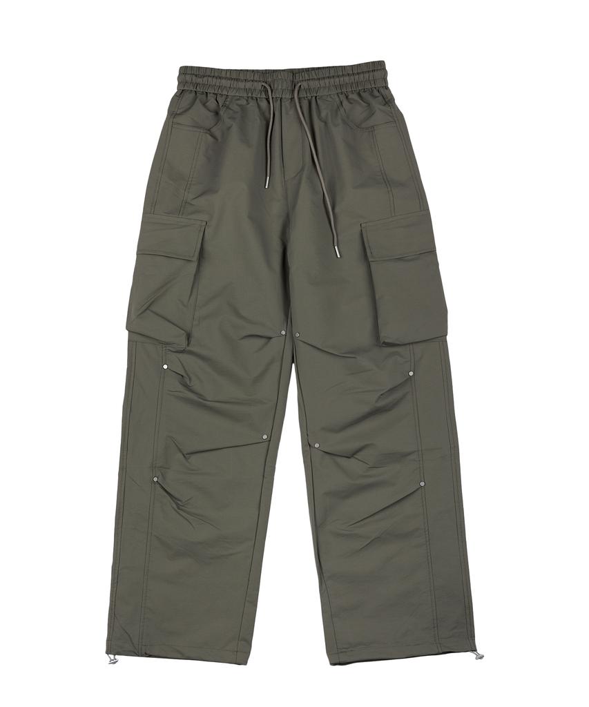 DOUBLE JD Spandex Rivet Cargo Pants (Khaki)