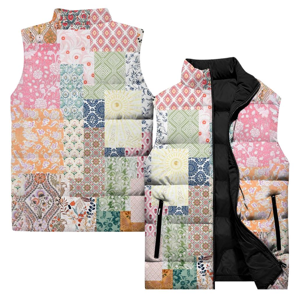 Ladies' Casual And Fashionable Sleeveless Vest Conventional Pattern Cotton Jacket