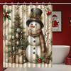 jit1pc vintage christmas snowman shower curtain christmas  -   With Hooks Waterproof Mildew Proof Easy Install Washable
