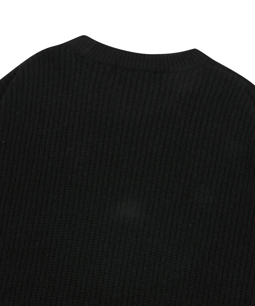 COLUMBIA UNIVERSITY 1754 Crown Overfit Round Sweater Black