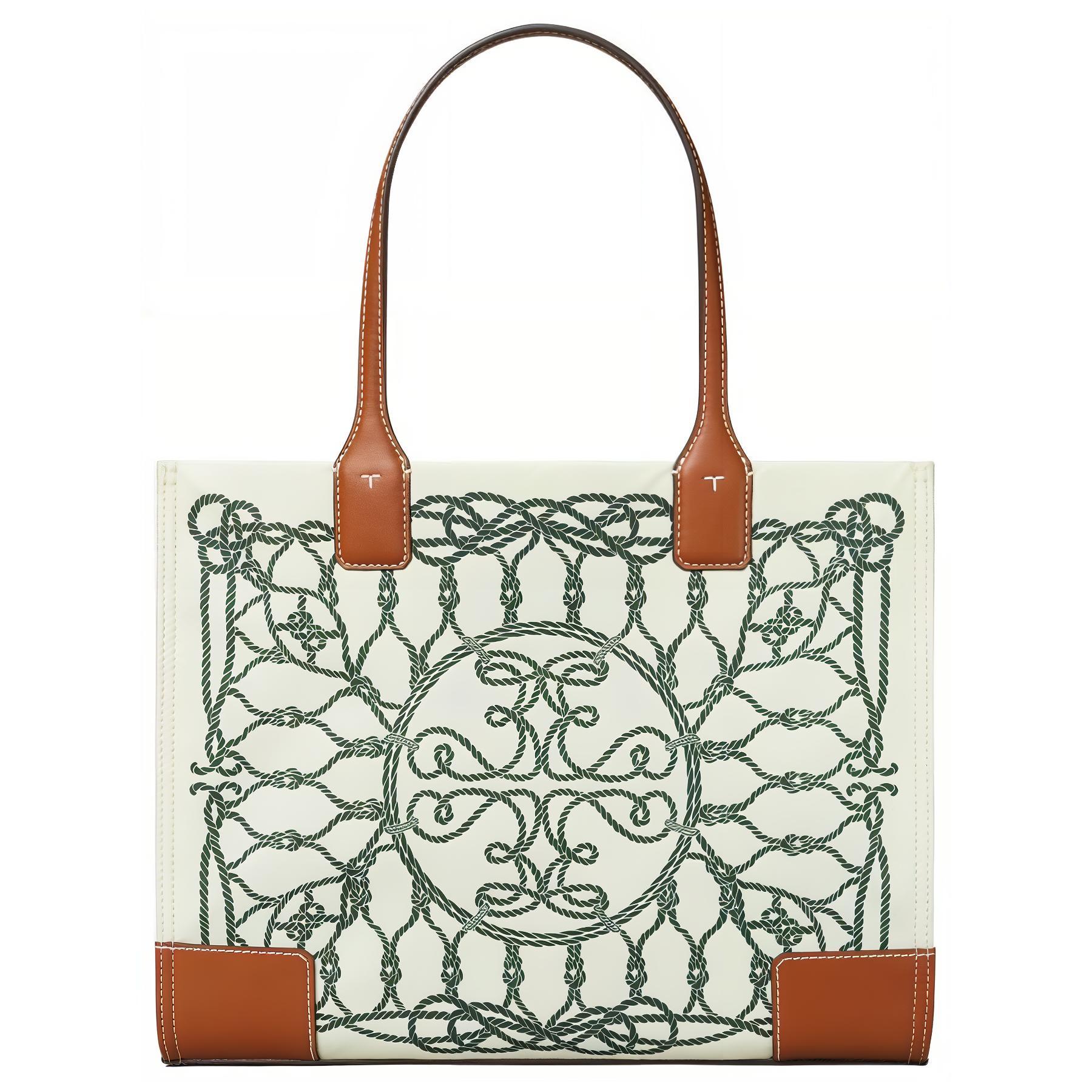 

Tory Burch Ella Logo Print Magnetic Closure Recycled Polyester Tote Bag Women Tote Bags Ivory Green 159266-960 Basic Set (Bag+Dust Bag)