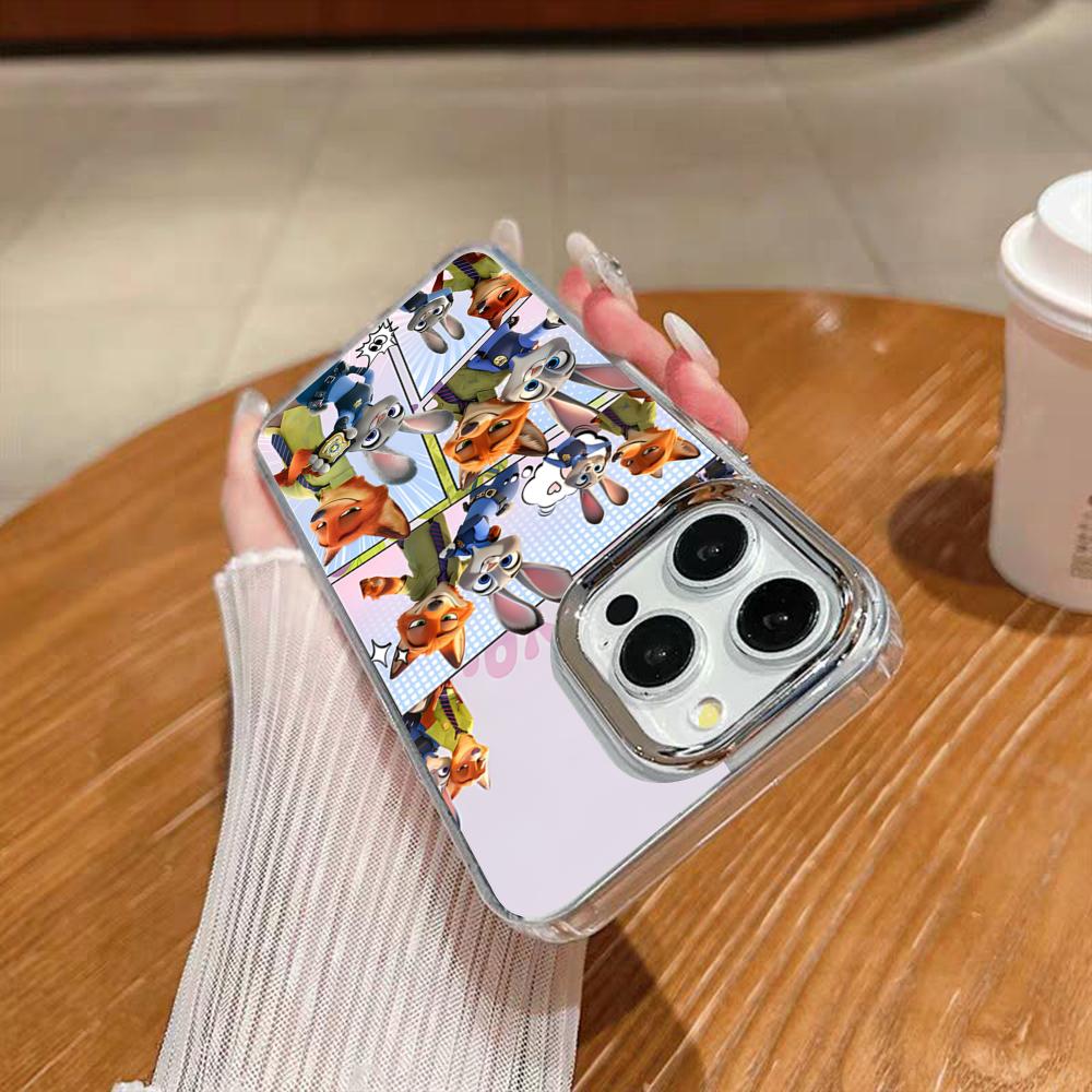 Z-ZootopiaS Nick Judy Phone Case For Iphone 17 16 15 14 13 12 11 Pro Max Xr Air Plus Silicone Cover Silver Hard Shell Cover
