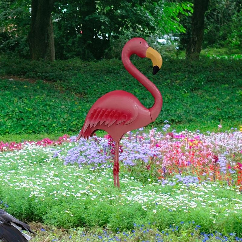 Καλλιτεχνικό Χειροποίητο Μεταλλικό Γλυπτό Φλαμίνγκο Διακοσμητικό Κήπου Για Βεράντες Ή Αυλή Σπιτιού Μπαλκόνι Διακόσμηση Τοπίου