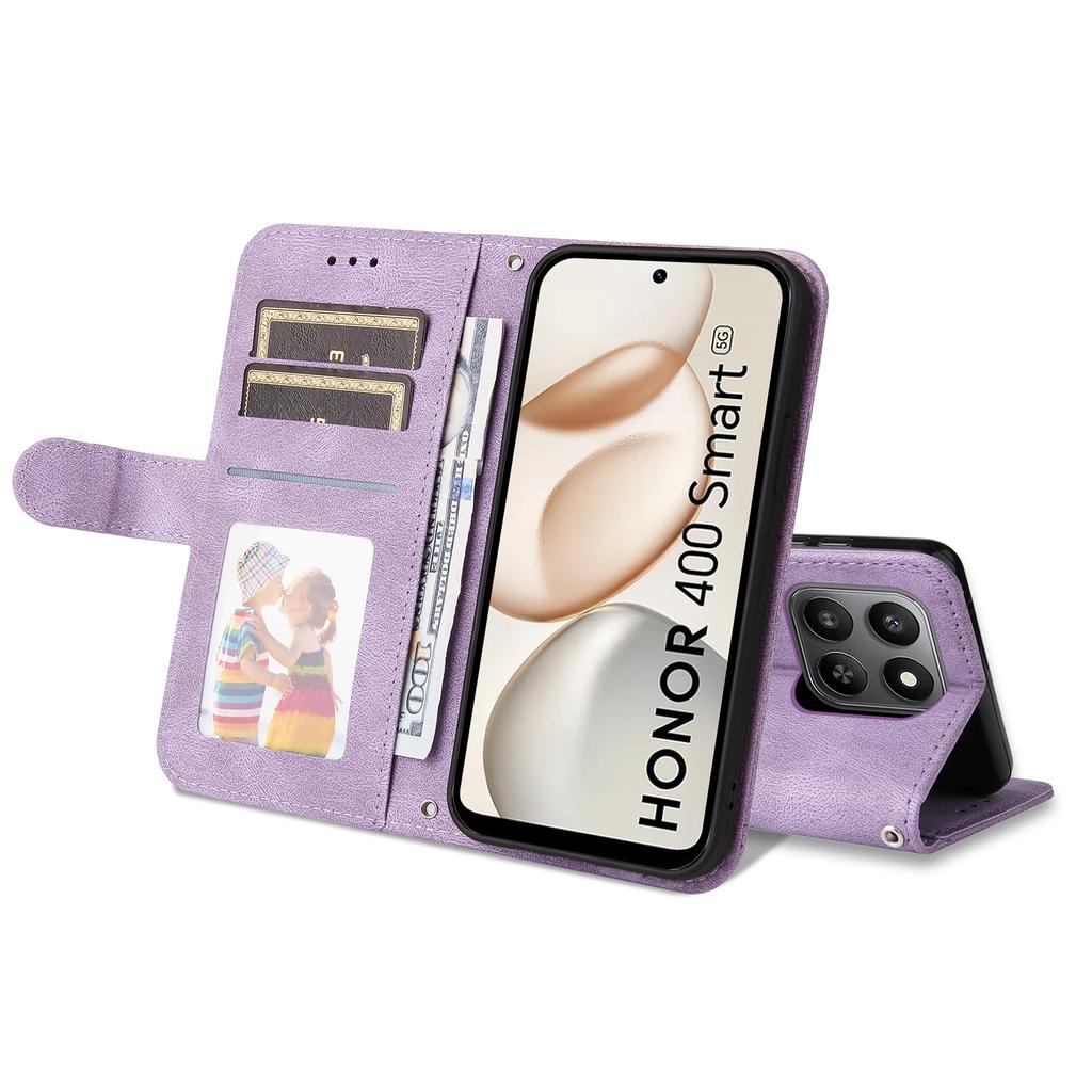For Honor 400 Smart Leather Wallet Cases Skin Touch Phone Cover Stand with Strap