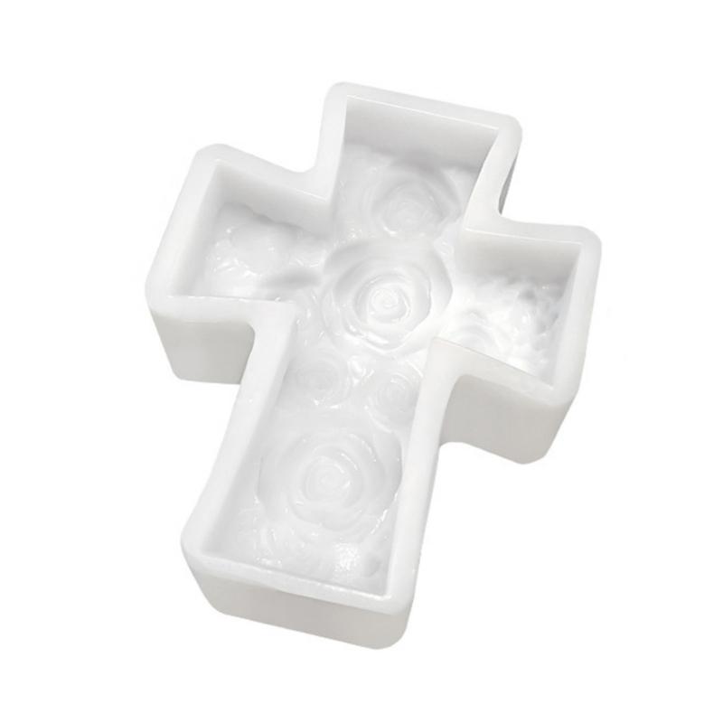 Food Grade Silicone Rose Crosses Candle Making Mould For Crafting Decorative Scented Candle