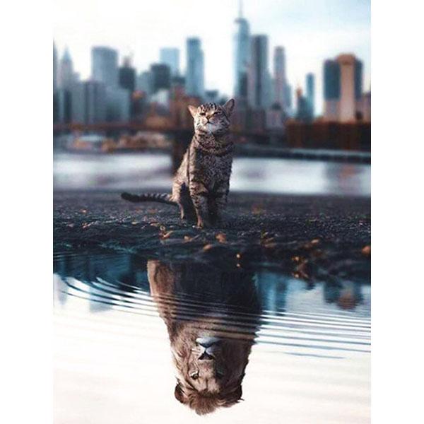 5D DIY Diamant Malerei Katze Strass Bild Diamant Stickerei Reflexion Tier Kreuzstich Mosaik Tiger Wandkunst